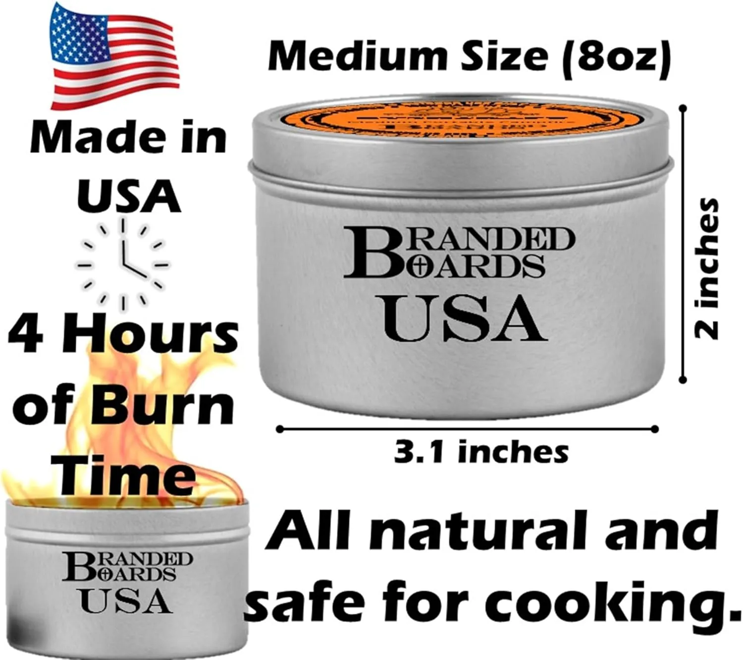 | Made in USA | Portable Mini Bonfire Campfire in a Can | Reusable & up to 5 Hours of Burn Time | Picnics Parties S'Mores Gifts Bushcraft Camping Survival Emergencies