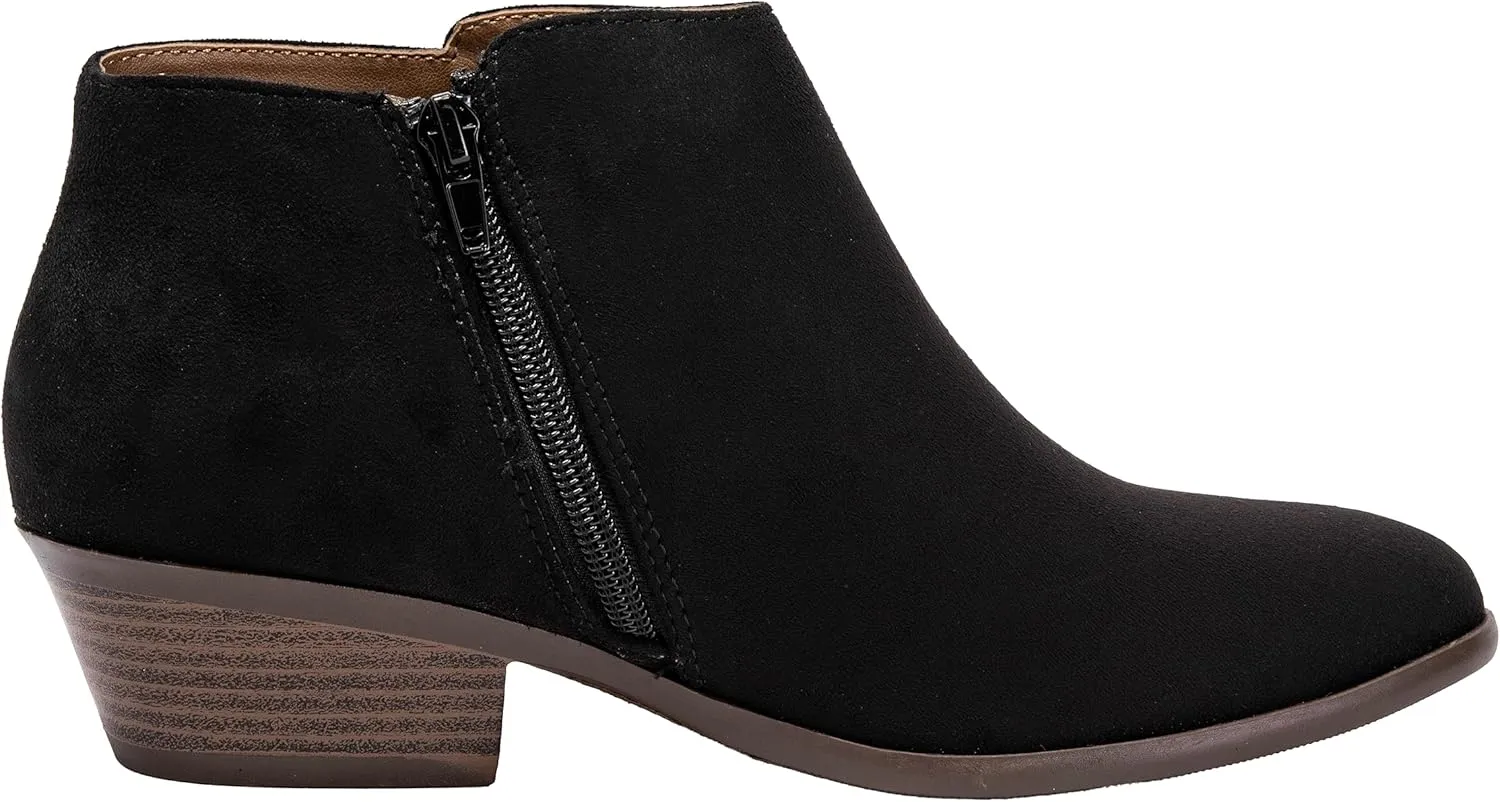 ~ TIFF ~ Women's Ankle Bootie Boot Low 1.5" Heel Side Zipper