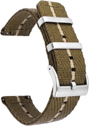 18/20/22/24mm Woven Nylon Strap Stainless Steel Buckle Quick Release Men Women Diagonal Stripe Replacement Watch Band