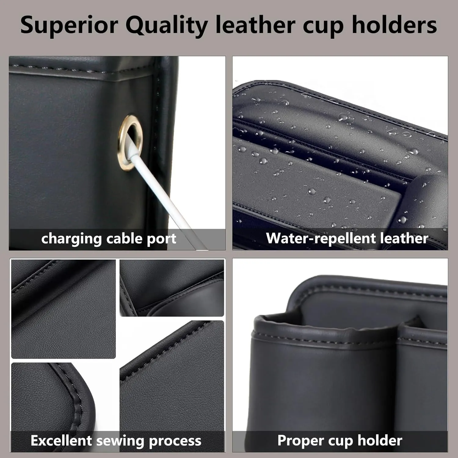 2 Packs Car Seat Gap Filler Organizer, Car Seat Organizer, Seat Gap Storage Box with Cup Holders for Drink, Car Leather Cup Holder Gap Bag Front Seat for Phone, Sunglasses,Keys(Left Right Side)