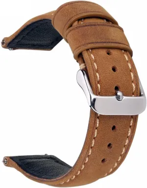 20mm 22mm Replacement Watch Bands Genuine Leather Light Brown Dark Matte Retro Leather Watch Strap with Quick Release Spring Bar