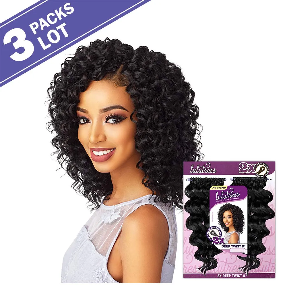 3 PACKS/LOT Sensationnel Synthetic Hair Crochet Braids Lulutress 2X Deep Twist 8" (4)
