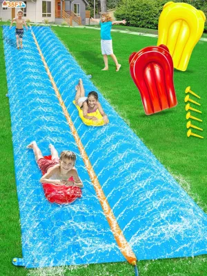 35Ft Huge Slip and Water Slide with Sprinkler, Heavy Duty Lawn Waterslide for Kids Adults, Extra Long Double Lane Water Toys n Slides with 2 Bodyboards Backyard Lawn Summer Outdoor Water Toys