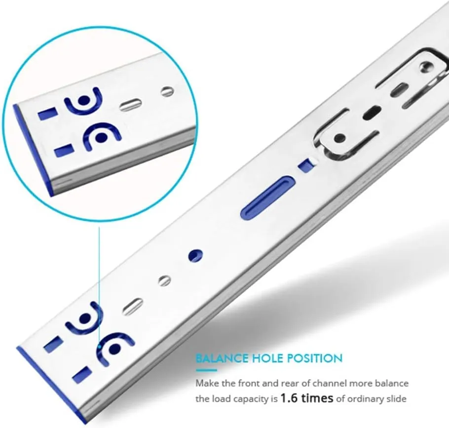6 Pairs of 16 Inch Hardware 3-Section Side Mount Soft Close Full Extension Ball Bearing Drawer Slides,100 LB Capacity Drawer Slide