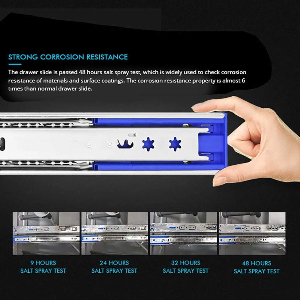 6 Pairs of 16 Inch Hardware 3-Section Side Mount Soft Close Full Extension Ball Bearing Drawer Slides,100 LB Capacity Drawer Slide