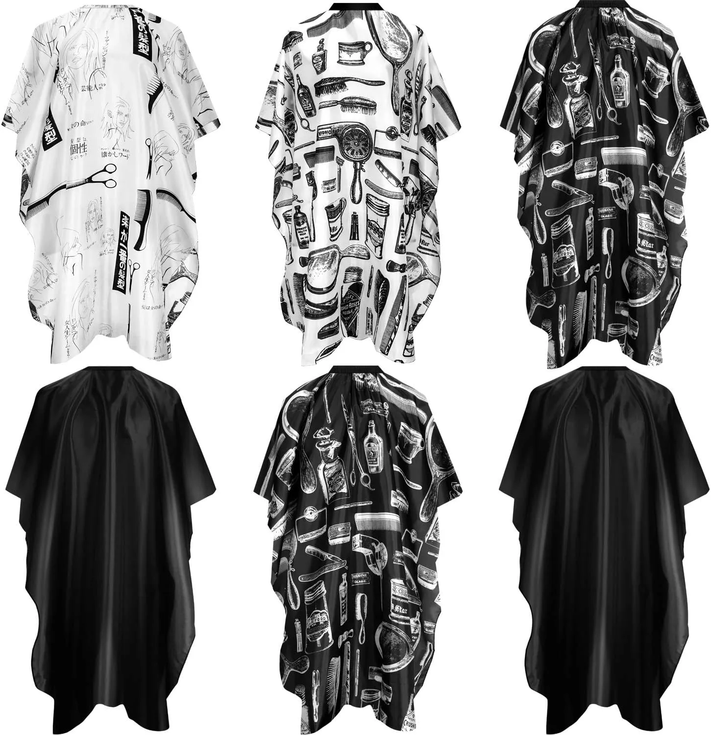 6 Pieces Hair Salon Cape Barber Hair Cutting Barber Hairdressing Waterproof Haircut Styling Cape with Snap Closure for Hairstylist, Hairdresser