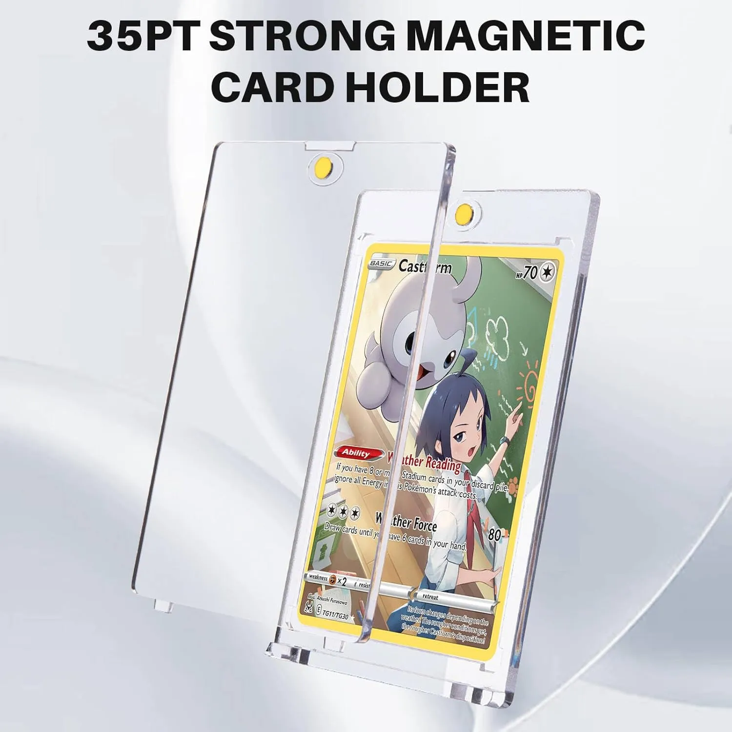 60ct Magnetic Card Holder for Trading Cards, 35pt Magnetic Card Case for Baseball Cards, Display Case for Game Cards, Sports Cards, Card Protectors Hard Plastic Acrylic