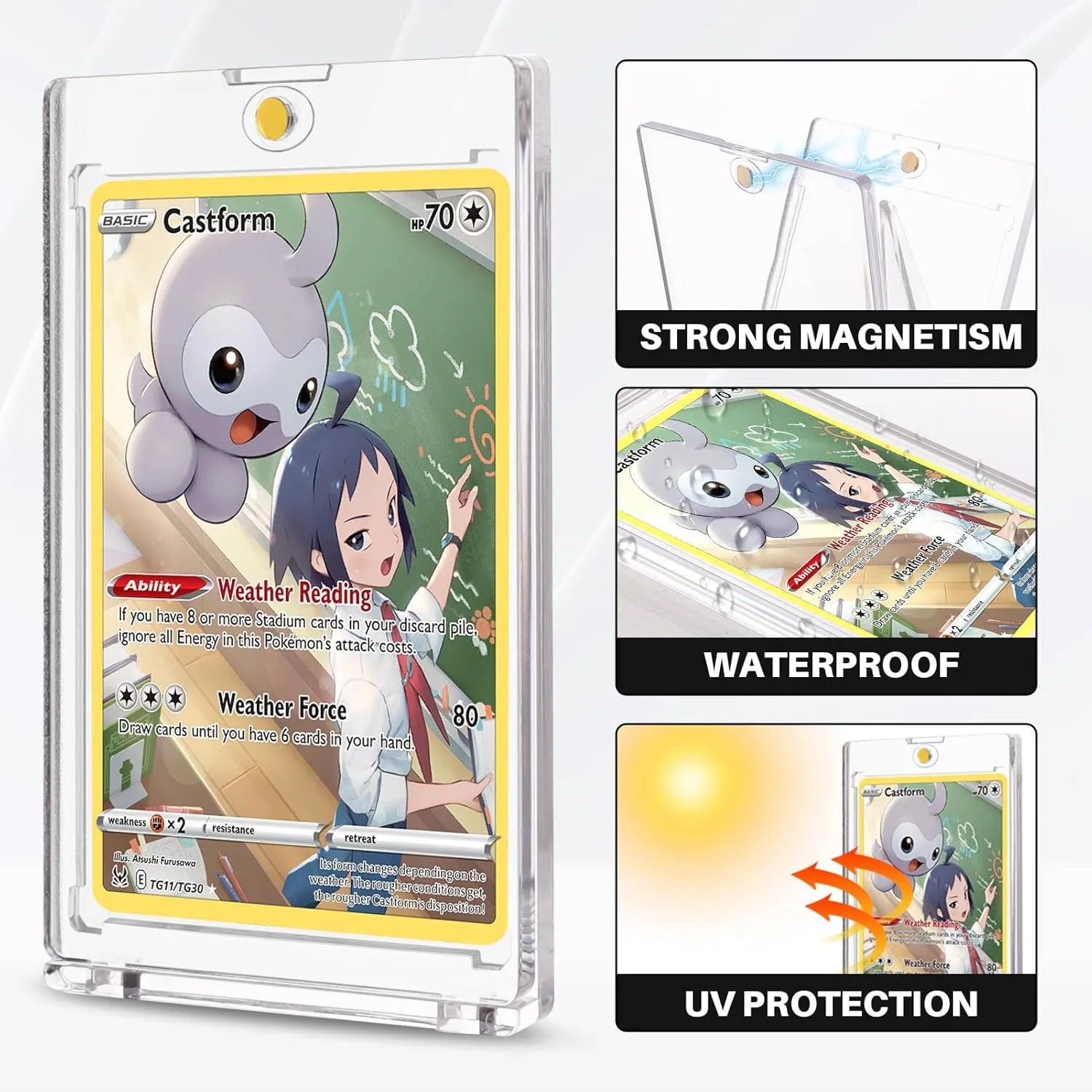 60ct Magnetic Card Holder for Trading Cards, 35pt Magnetic Card Case for Baseball Cards, Display Case for Game Cards, Sports Cards, Card Protectors Hard Plastic Acrylic