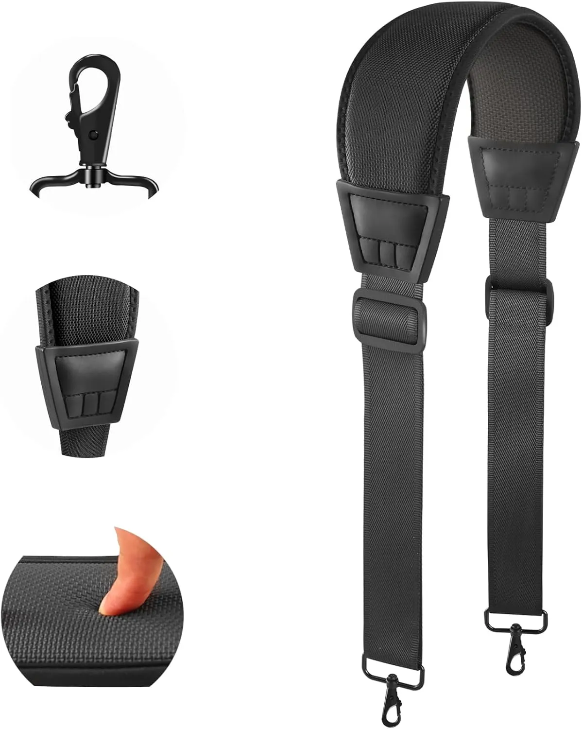 67" Universal Shoulder Strap, Neoprene Thick Padded Bag Strap with Double Adjustable Buckles and Metal Hooks, Ideal for Briefcases, Computer Satchels, Crossbody Bags, Luggage(Supple)