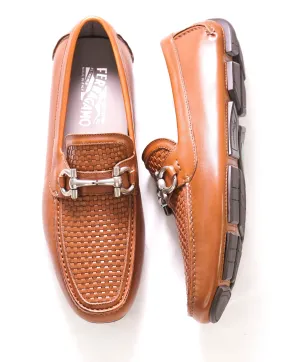 $795 SALVATORE FERRAGAMO - "Parigi 16" Brown Braided Gancini Loafer - 8D