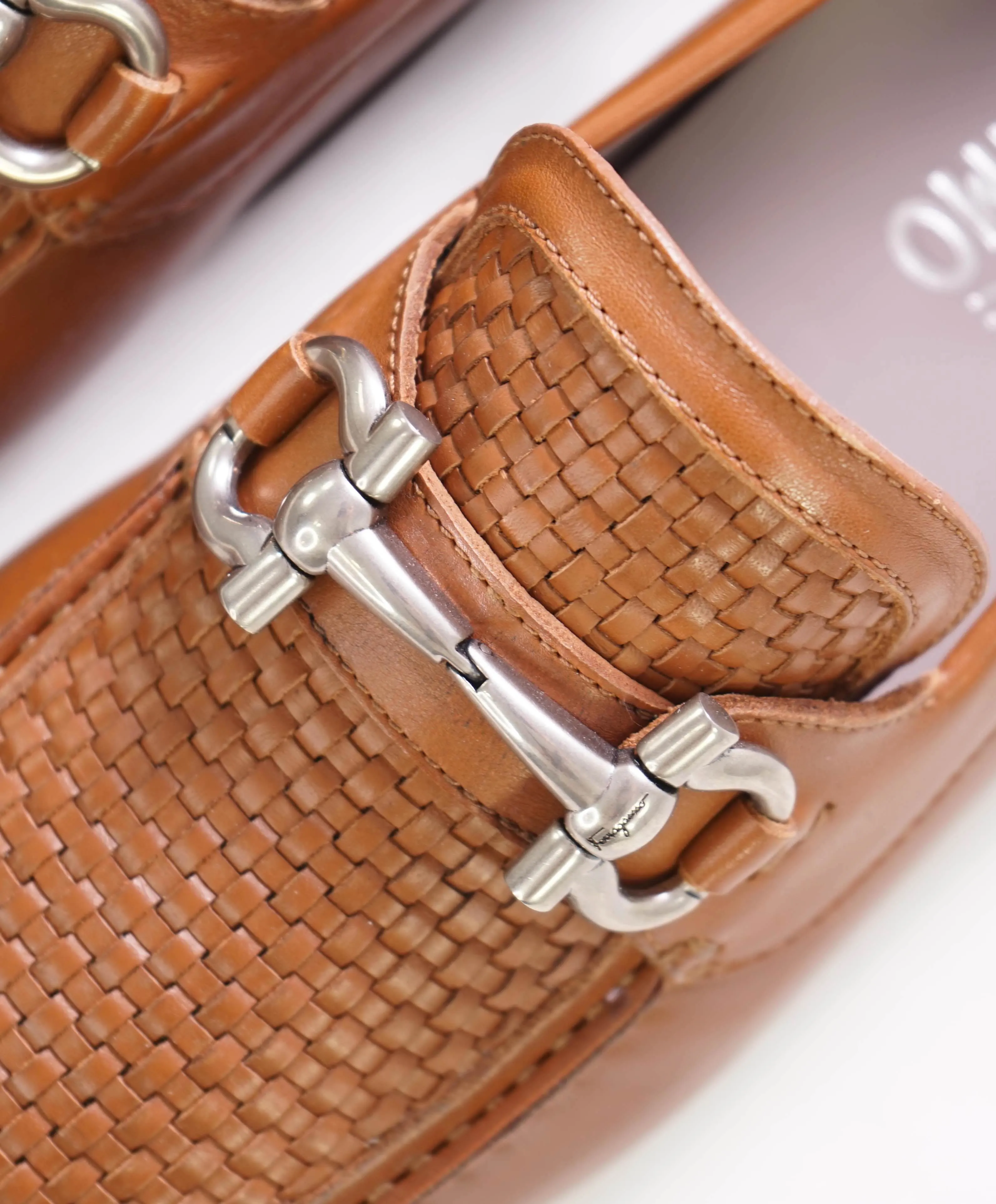 $795 SALVATORE FERRAGAMO - "Parigi 16" Brown Braided Gancini Loafer - 8D