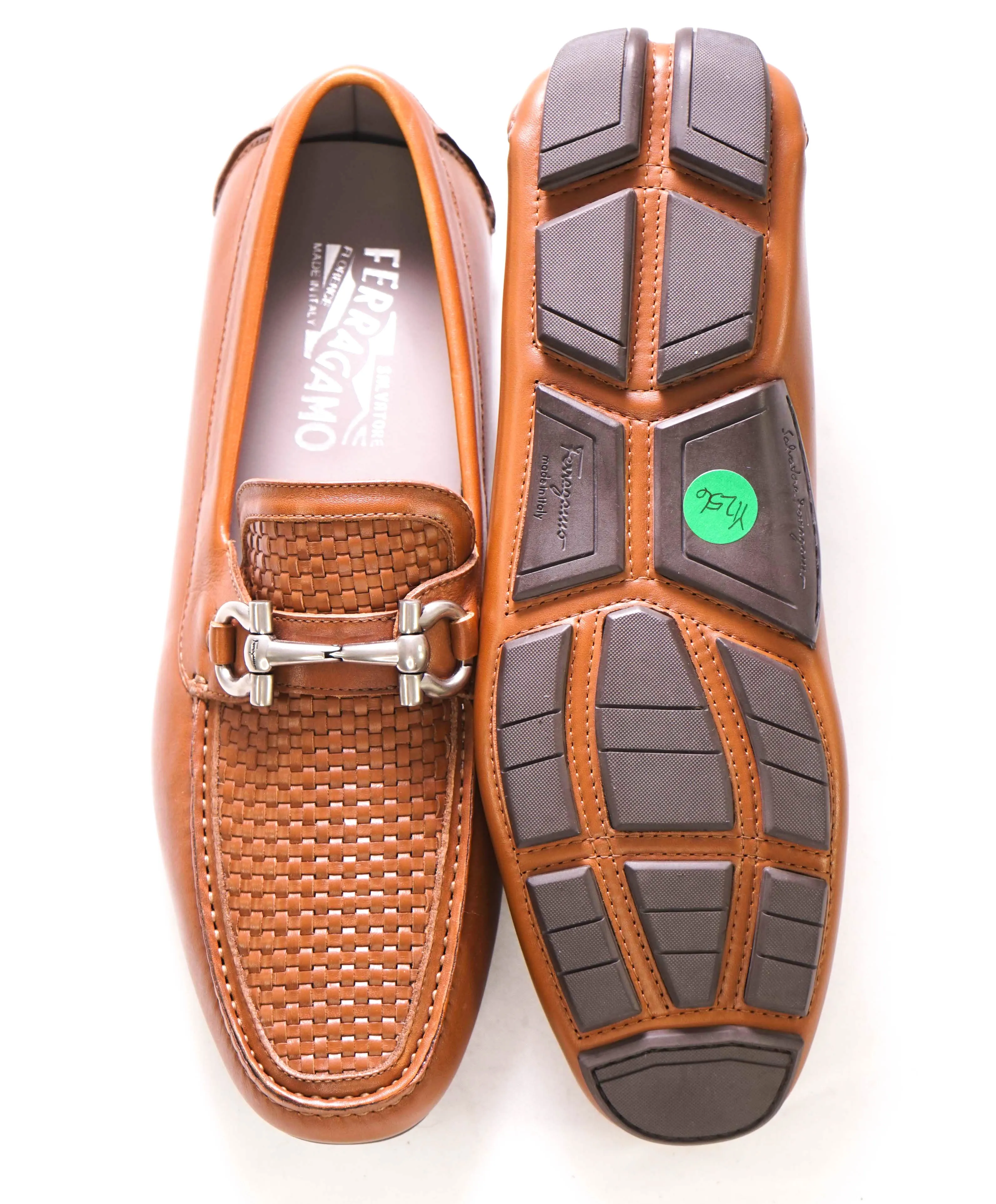 $795 SALVATORE FERRAGAMO - "Parigi 16" Brown Braided Gancini Loafer - 8D