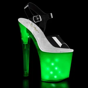 8 Inch Heel ILLUMINATOR-808 Clear Multiple Color Light Up