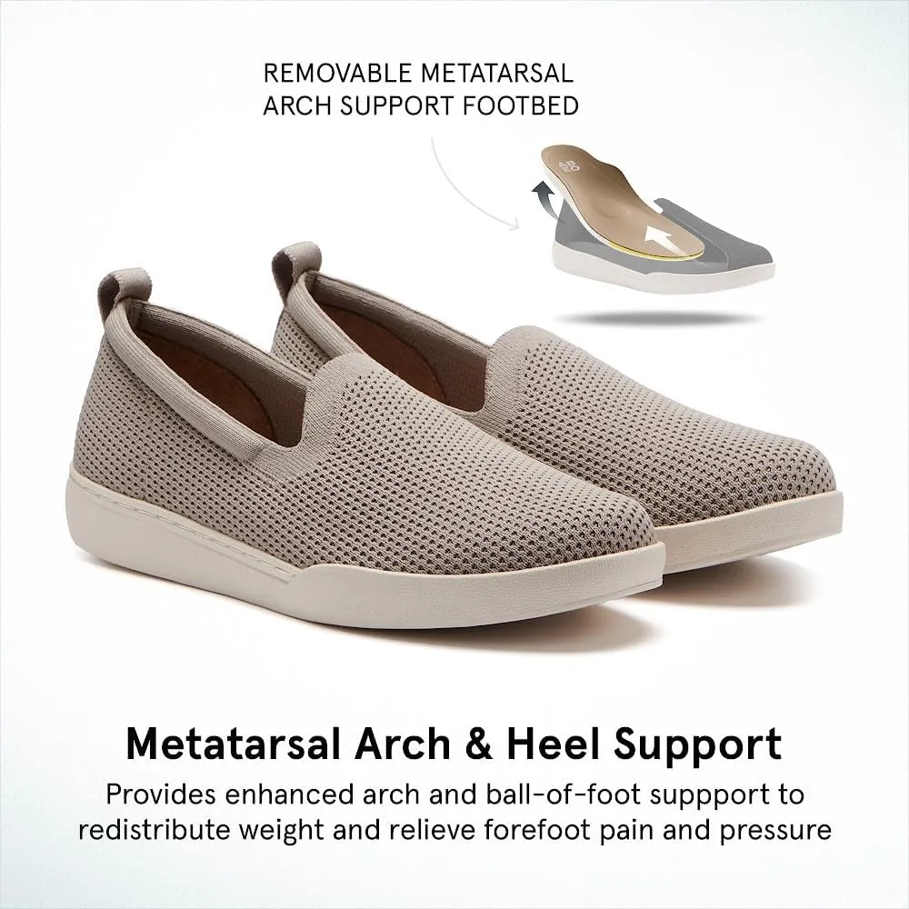 ABEO Women's Encore Knit Slip On Sneakers | Metatarsal Sneakers | Breathable Knit Slip On Sneakers | Womens Travel Sneakers | Built-in Metatarsal Pads