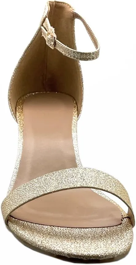 ABSOLEX Women Fashion Open Toe Ankle Strap Low Chunky Block Heel Party/Dressy Sandal