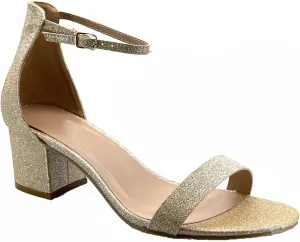 ABSOLEX Women Fashion Open Toe Ankle Strap Low Chunky Block Heel Party/Dressy Sandal