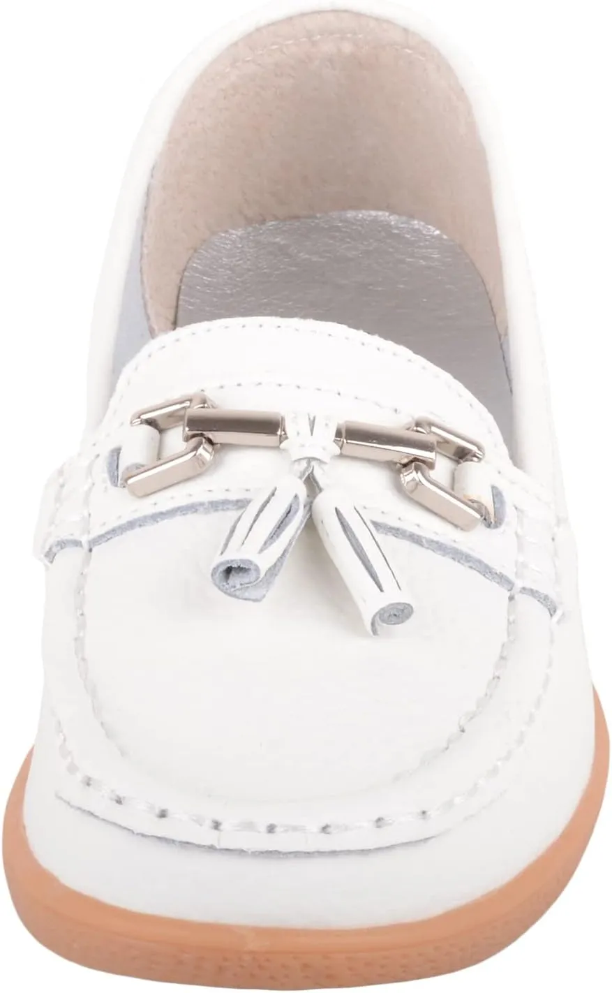 ABSOLUTE FOOTWEAR Womens Slip On Gennuine Leather Tassel Loafer Deck Summer Shoes