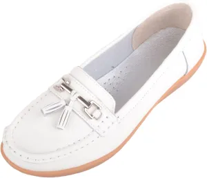 ABSOLUTE FOOTWEAR Womens Slip On Gennuine Leather Tassel Loafer Deck Summer Shoes