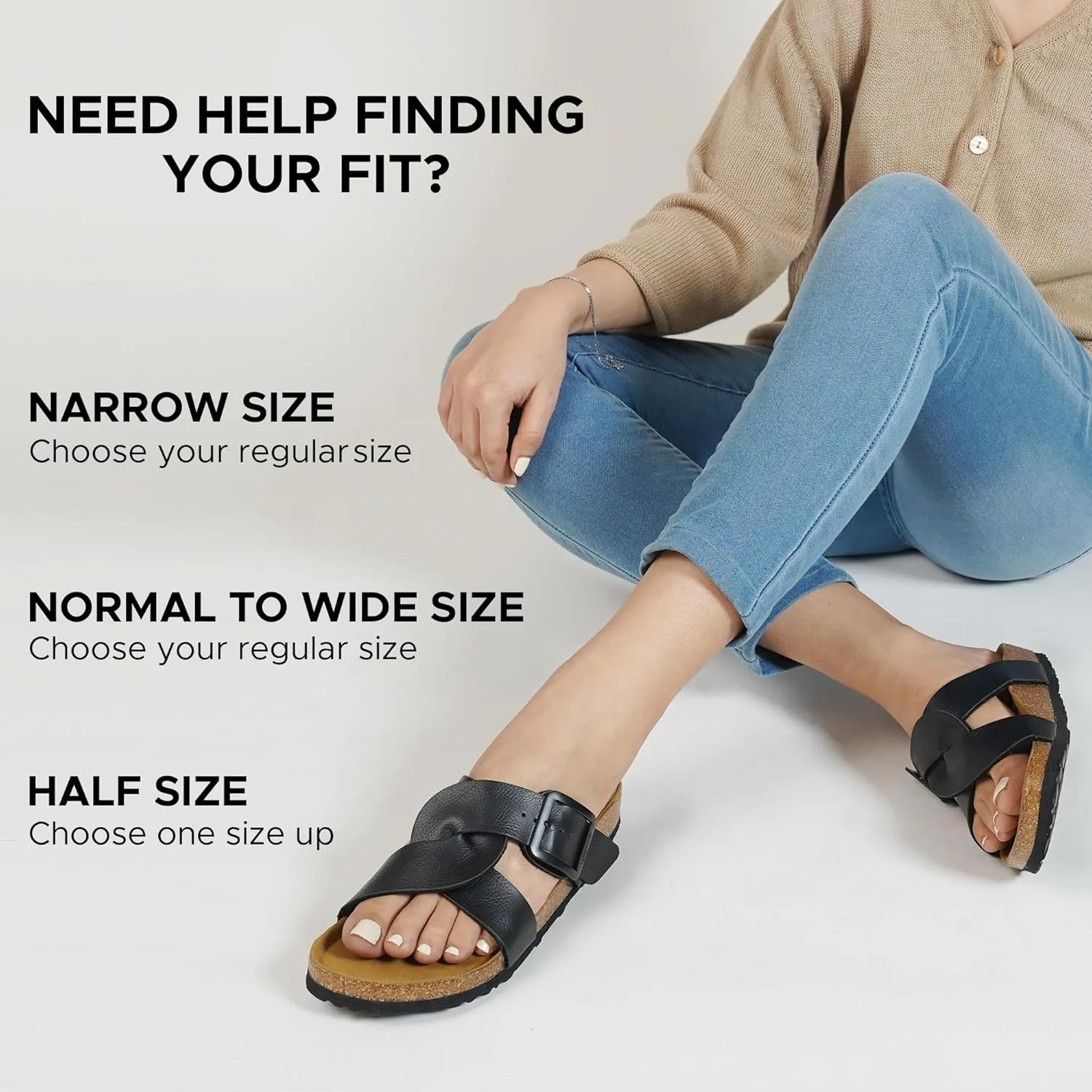 AEROTHOTIC Cork Recovery Slides for Women with Plantar Fasciitis Relief Comfortable Suede Footbed with Adjustable Buckle Cross Strappy Slip on Casual Travel Walking Beach Ladies Sandals