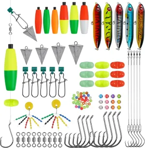 AGOOL Catfishing Tackle Making Kit 157pcs Catfish Rig Accessories with Fishing Floats Fishing Hooks Bobber Stoppers Swivels Rattle Bells Pyramid Weights Santee Cooper Rig (157pcs Catfish Tackle Kit)