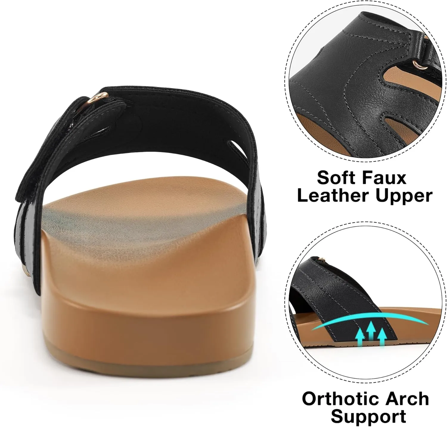 Alicegana Slides for Women orthopedic Sandals: Comfortable Summer Slip on Shoes Arch Support Walking Flat Slippers