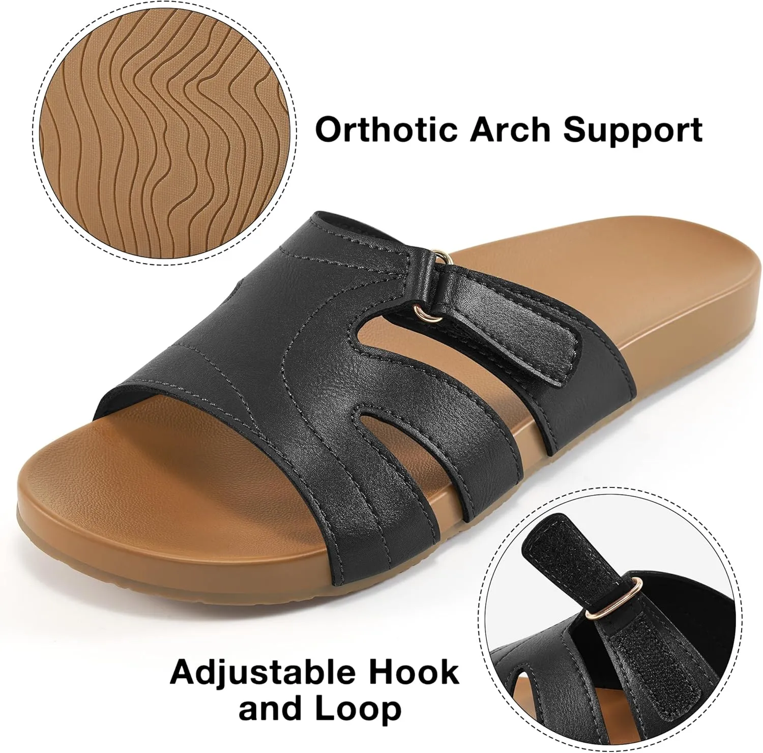 Alicegana Slides for Women orthopedic Sandals: Comfortable Summer Slip on Shoes Arch Support Walking Flat Slippers
