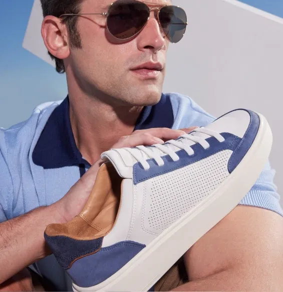 Allen Edmonds Blue Denim Mix Oliver Slip-on Stretch-lace Sneaker