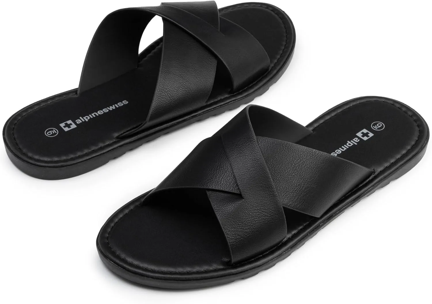 Alpine Swiss Hugo Mens Vegan Leather Slide Sandals Dressy Comfortable Summer Shoes
