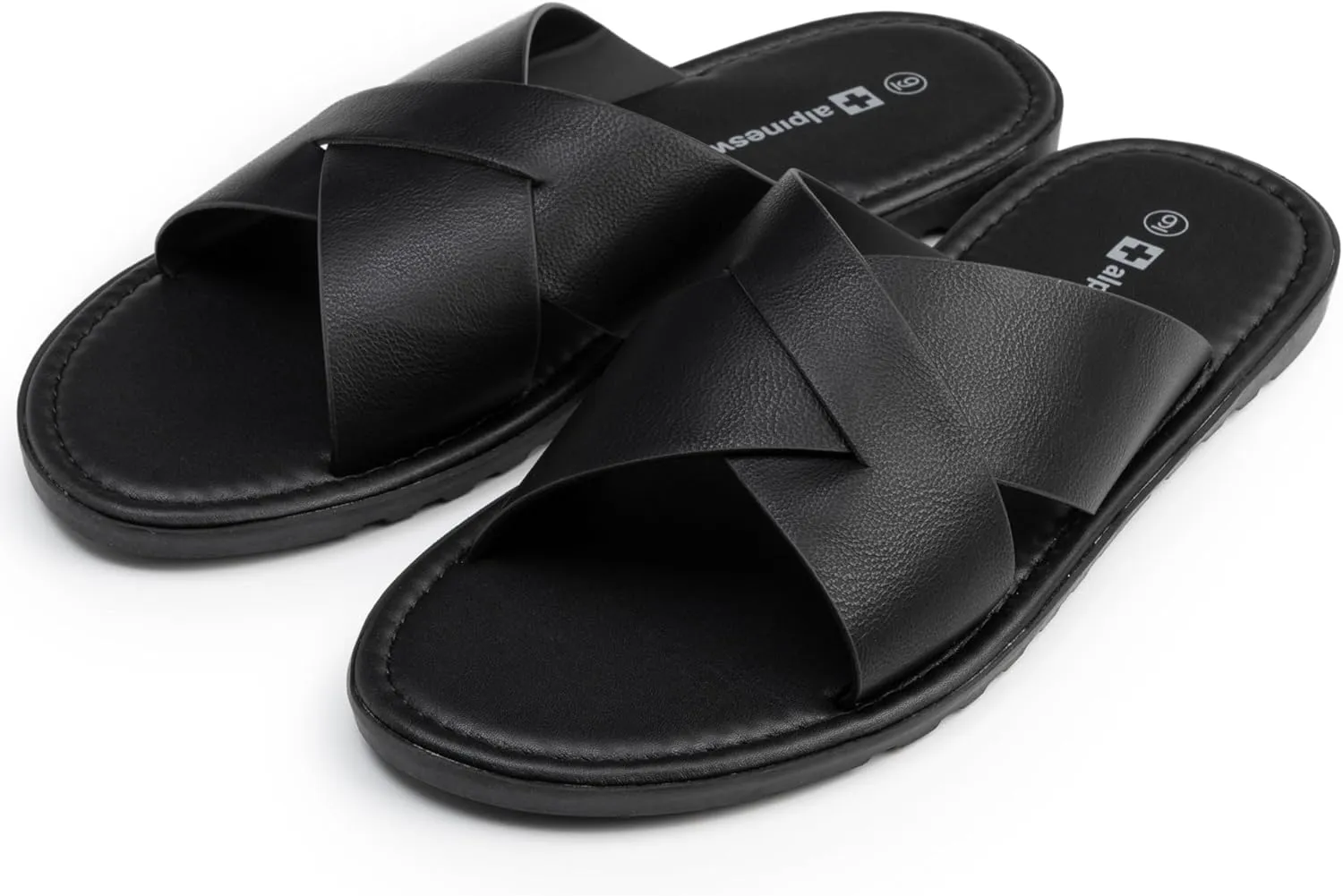 Alpine Swiss Hugo Mens Vegan Leather Slide Sandals Dressy Comfortable Summer Shoes