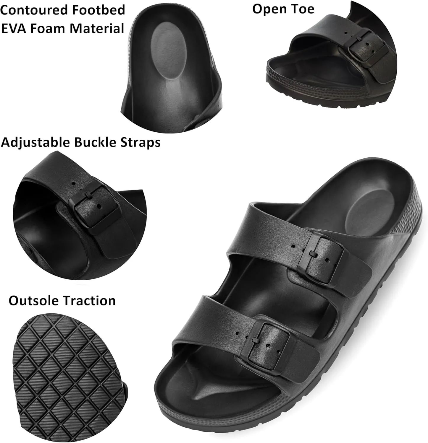 Alpine Swiss Mens Double Strap Slide Sandals EVA Flat Casual Comfortable Shoes