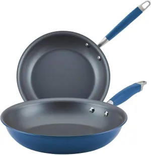 Anolon Advanced Home Hard-Anodized Nonstick Skillets (2 Piece Set- 10.25-Inch & 12.75-Inch, Indigo)