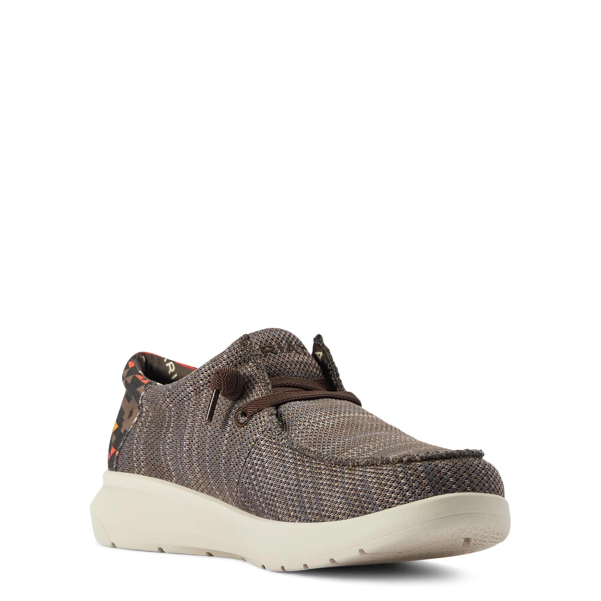 ARIAT Men's Hilo Stretch Sneaker 12 Heathered Brown/Red Aztec Print