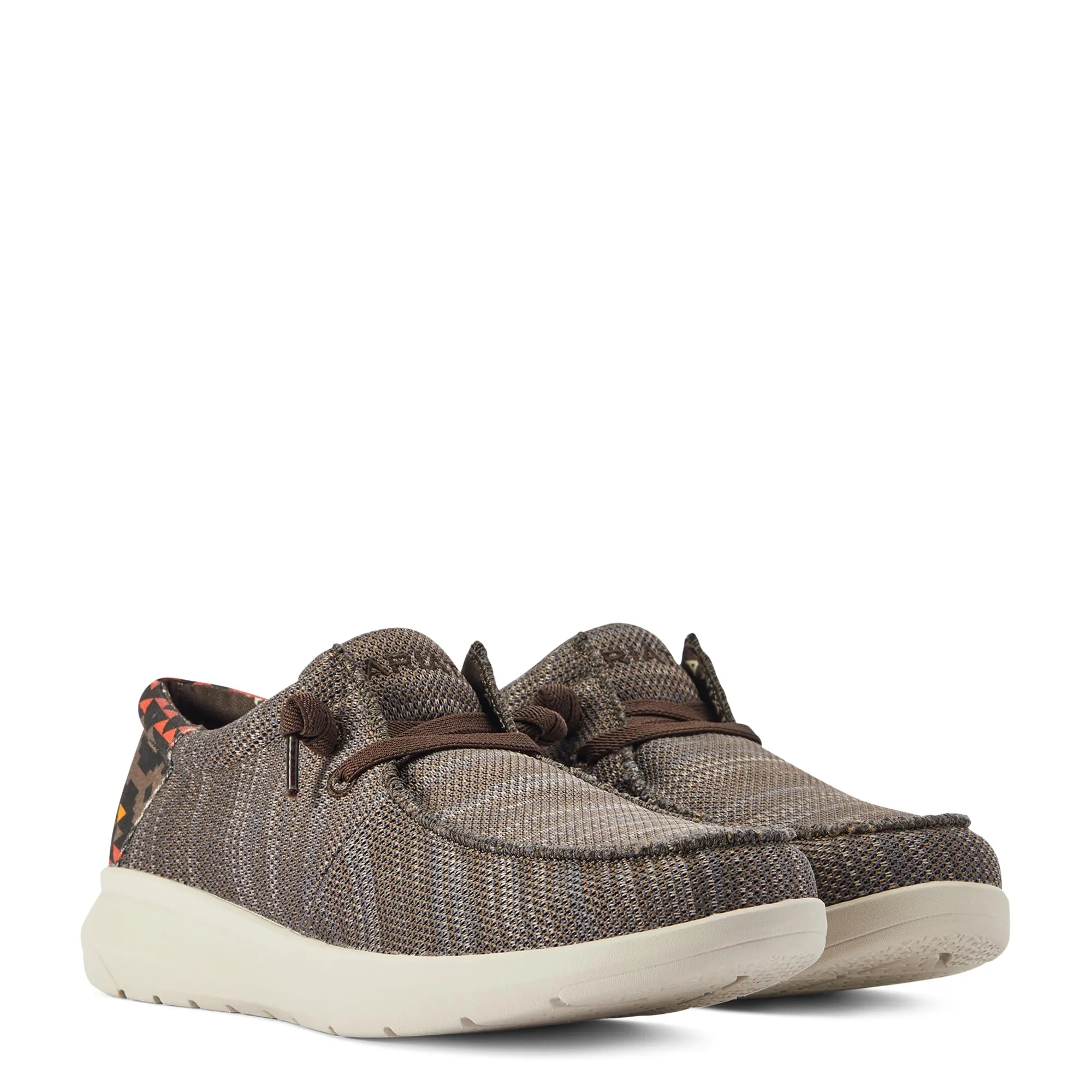 ARIAT Men's Hilo Stretch Sneaker 12 Heathered Brown/Red Aztec Print