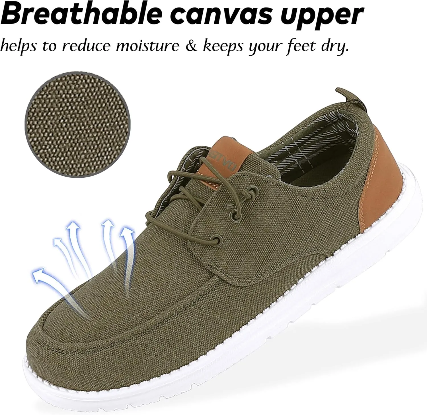 ASITVO Mens Wide Canvas Loafers Slip on Big Size Walking Shoes Width Toe Box Casual Dress Shoes