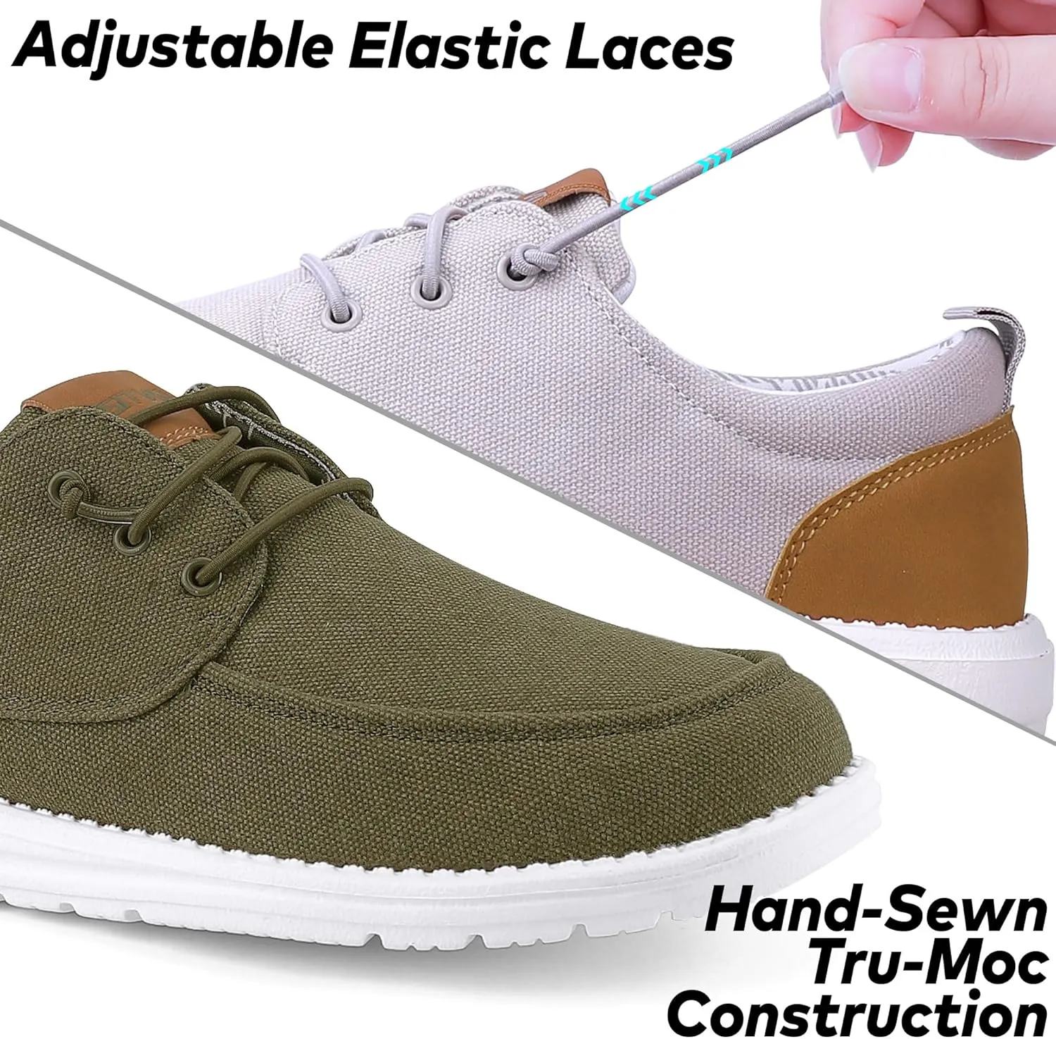 ASITVO Mens Wide Canvas Loafers Slip on Big Size Walking Shoes Width Toe Box Casual Dress Shoes