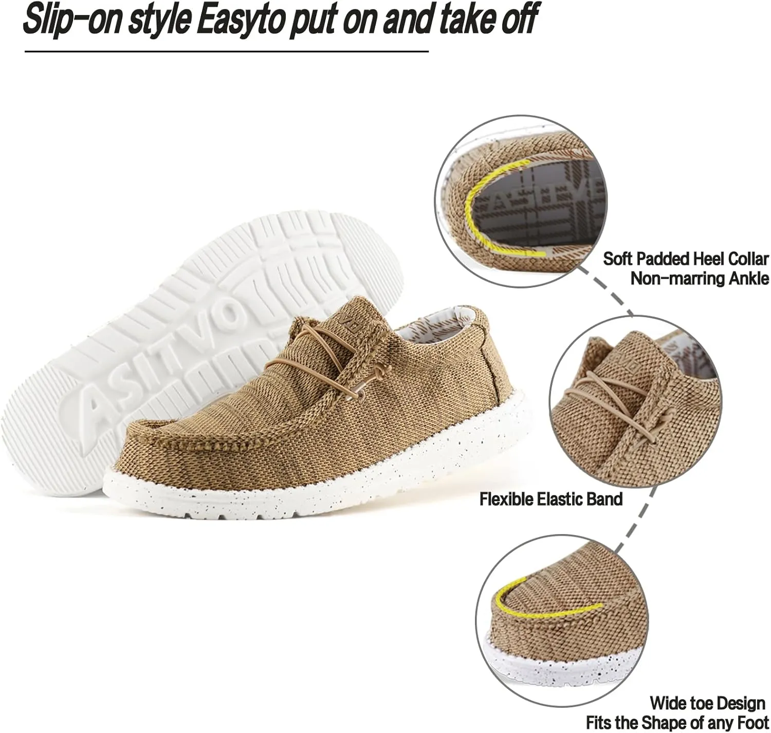 ASITVO Men's Wide Loafers & Slip-ons|Big Size Casual Slip on Walking Shoes|Width Toe Box