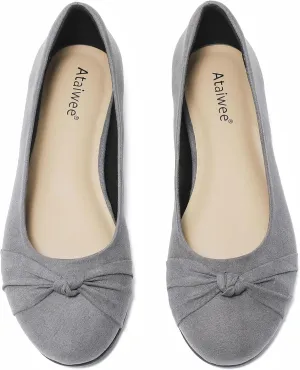 Ataiwee Women's Wide Width Flats Shoes - Ladies Cute and Comfortable Dress Ballet Shoes.