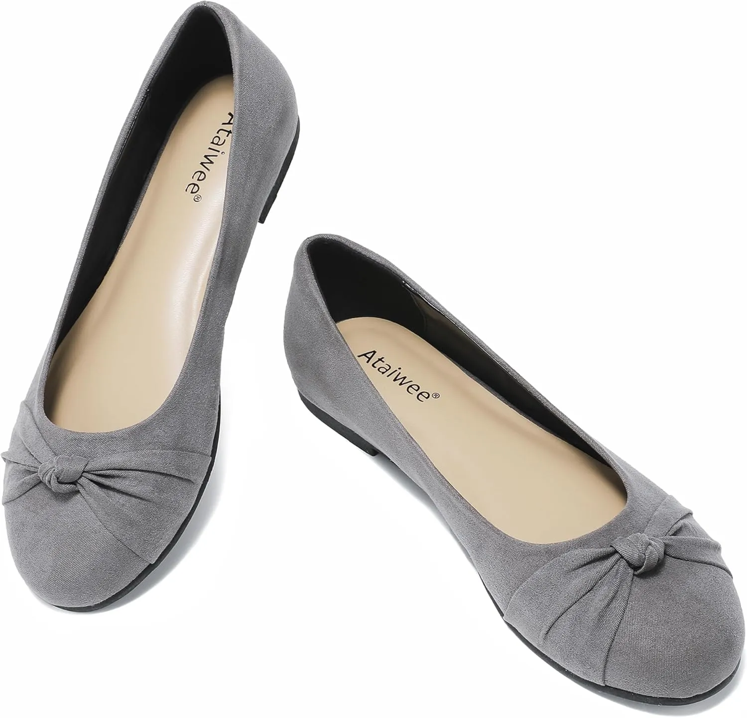 Ataiwee Women's Wide Width Flats Shoes - Ladies Cute and Comfortable Dress Ballet Shoes.