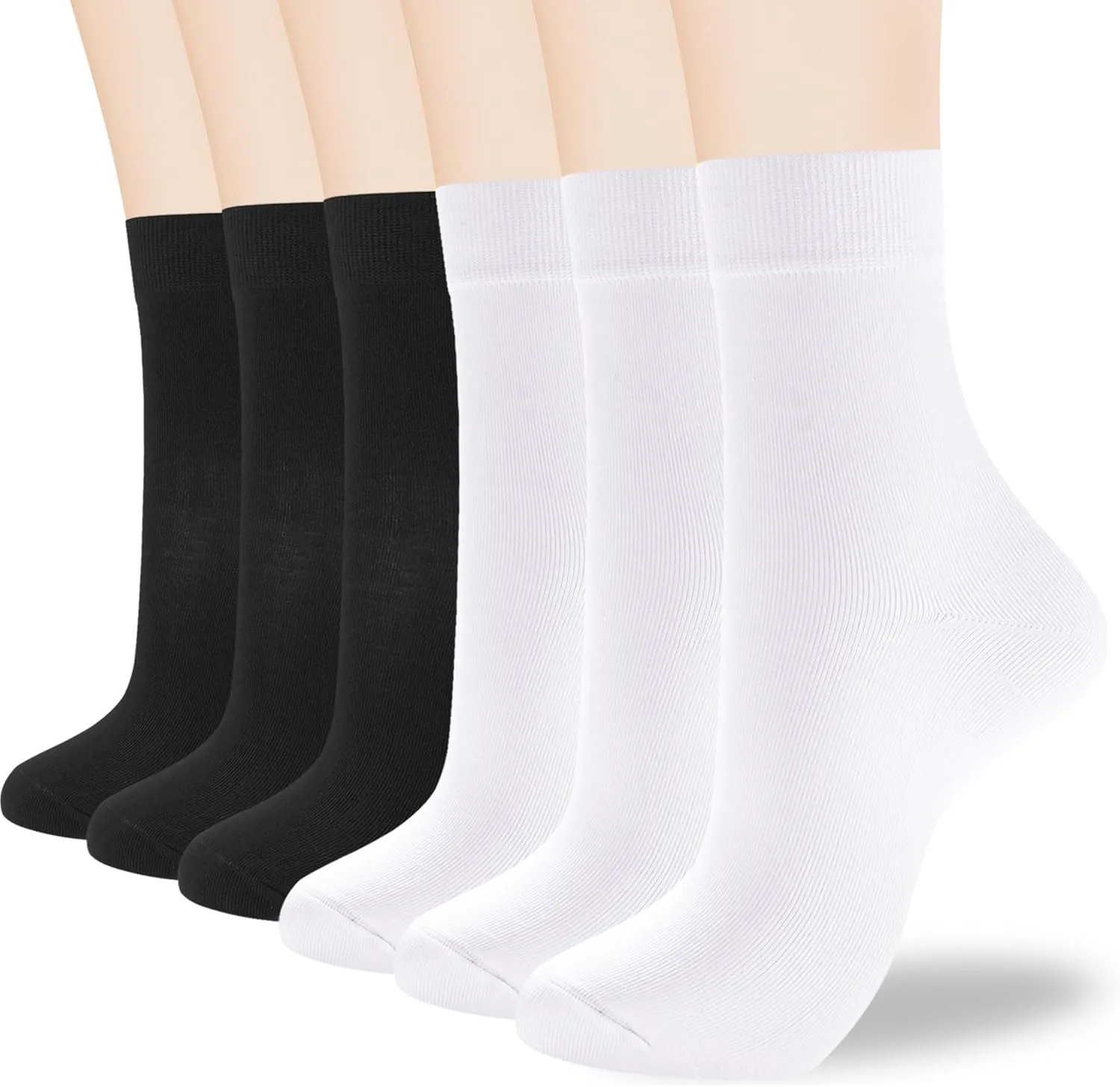 ATBITER Women's Thin Cotton Crew Socks - Soft Casual Dress Bootie Above Ankle Socks 6-Pairs With Gift Box‌