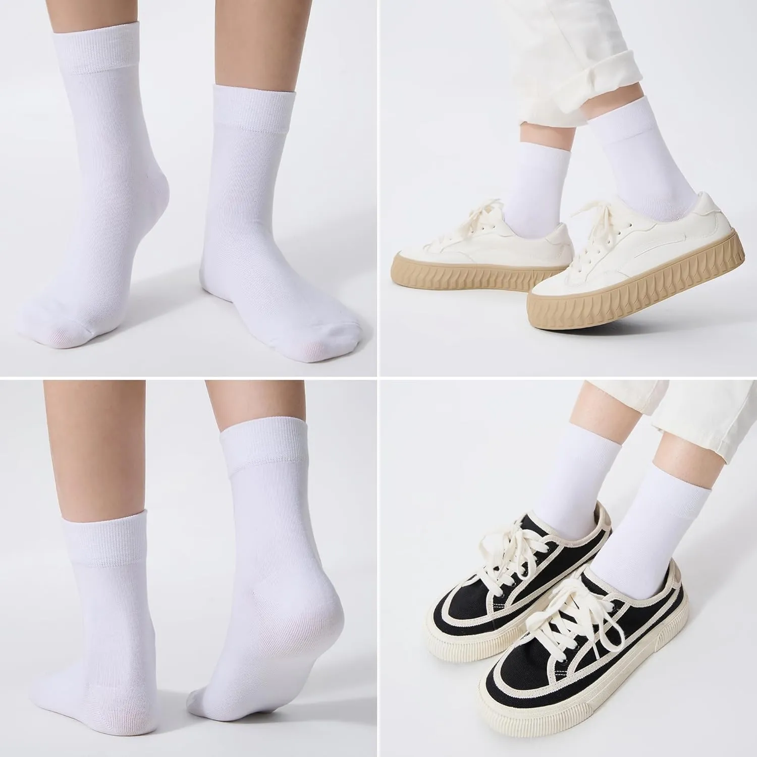 ATBITER Women's Thin Cotton Crew Socks - Soft Casual Dress Bootie Above Ankle Socks 6-Pairs With Gift Box‌