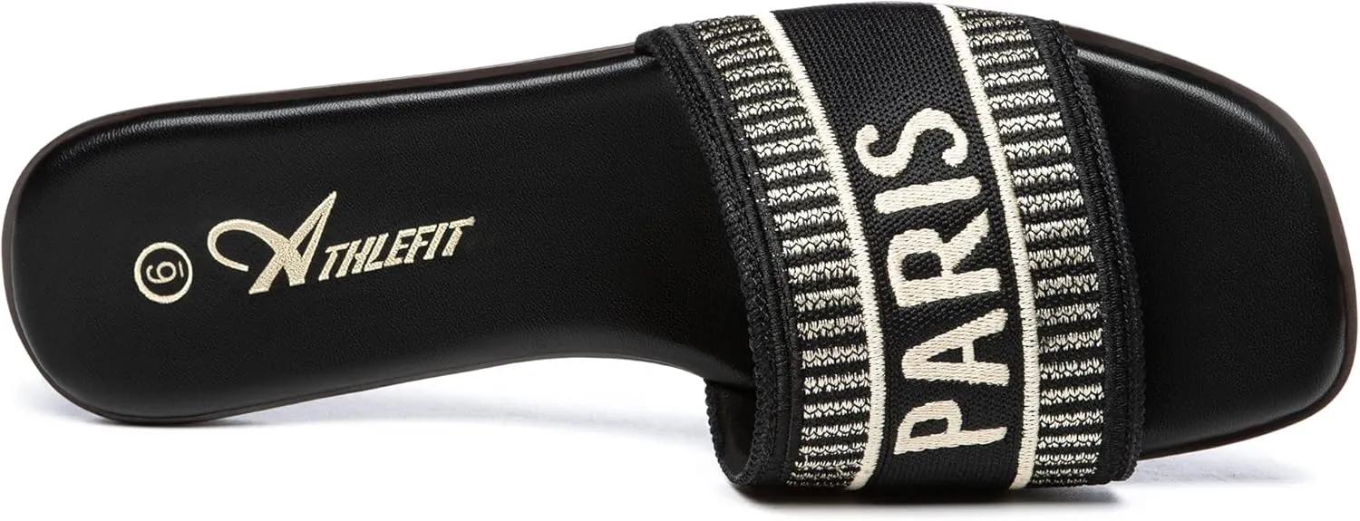 Athlefit Women's Flat Sandals Comfortable Slide Sandals Dressy Summer 2025