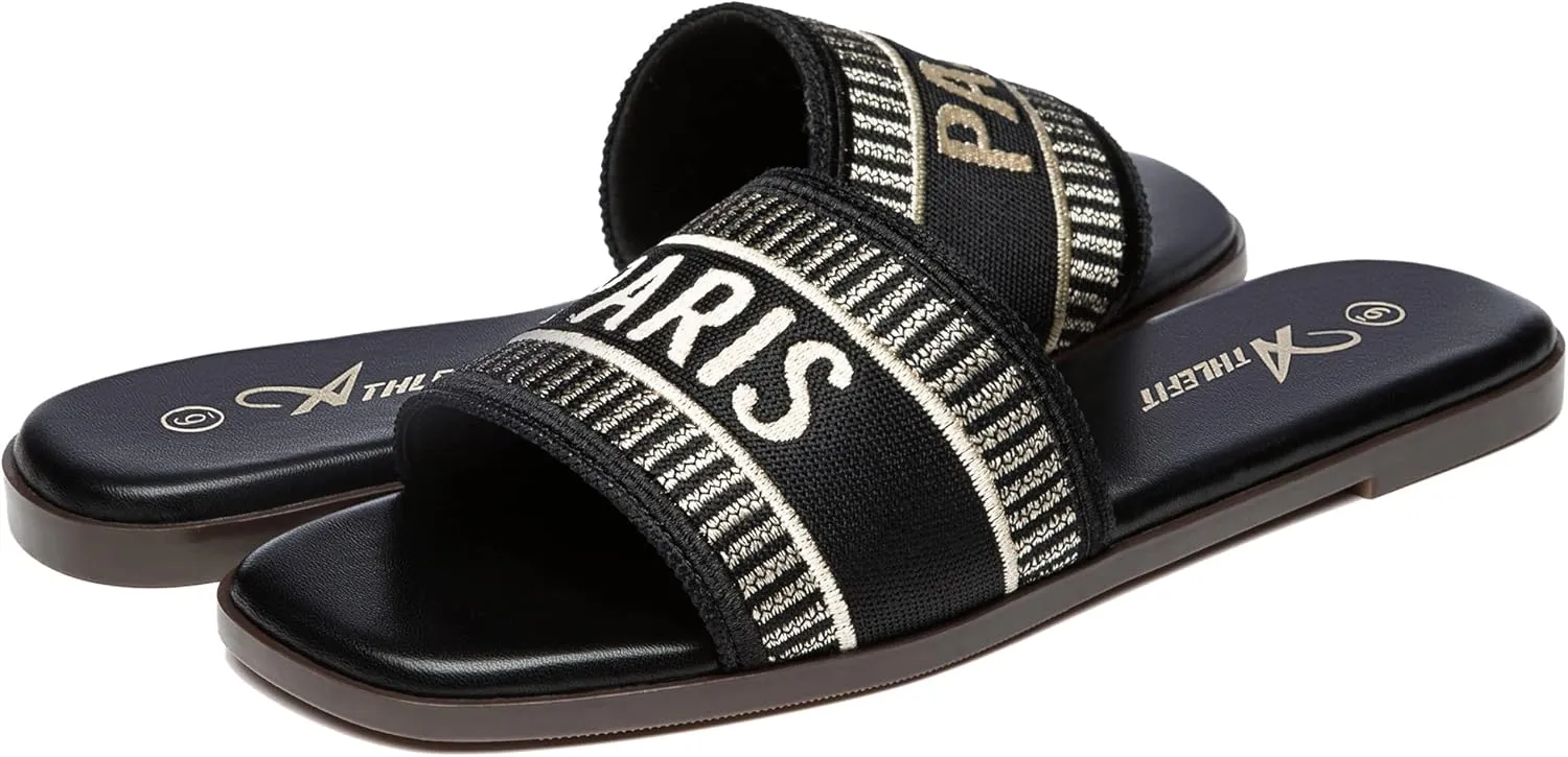Athlefit Women's Flat Sandals Comfortable Slide Sandals Dressy Summer 2025