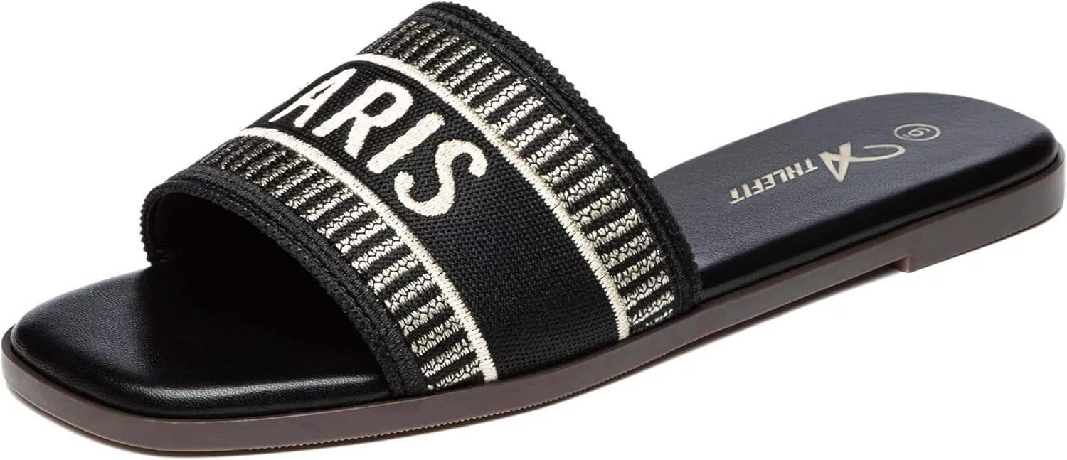 Athlefit Women's Flat Sandals Comfortable Slide Sandals Dressy Summer 2025