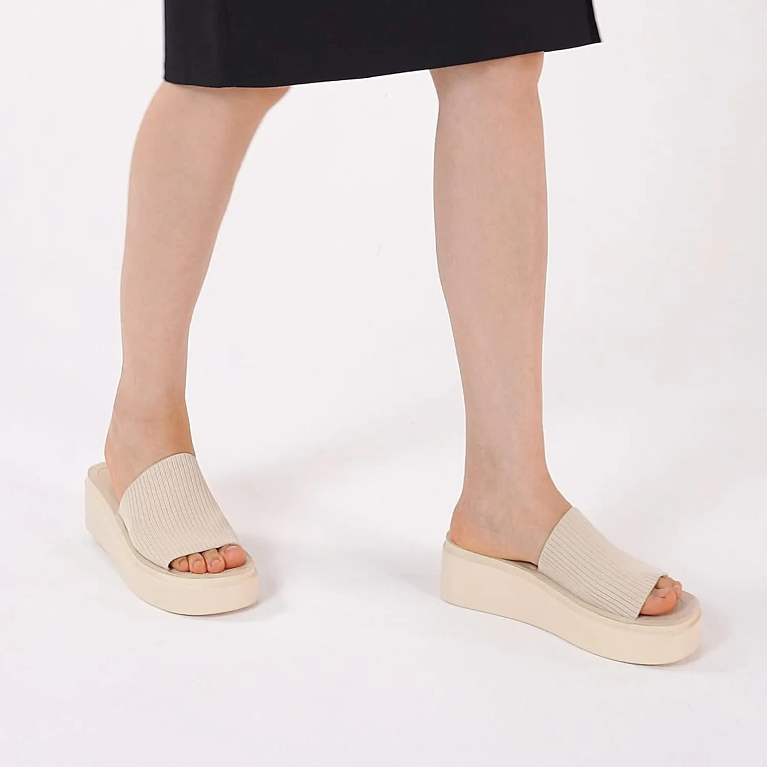 Athlefit Women's Slip On Platform Sandals Comfortable Open Toe Summer Flatform Slide Sandals