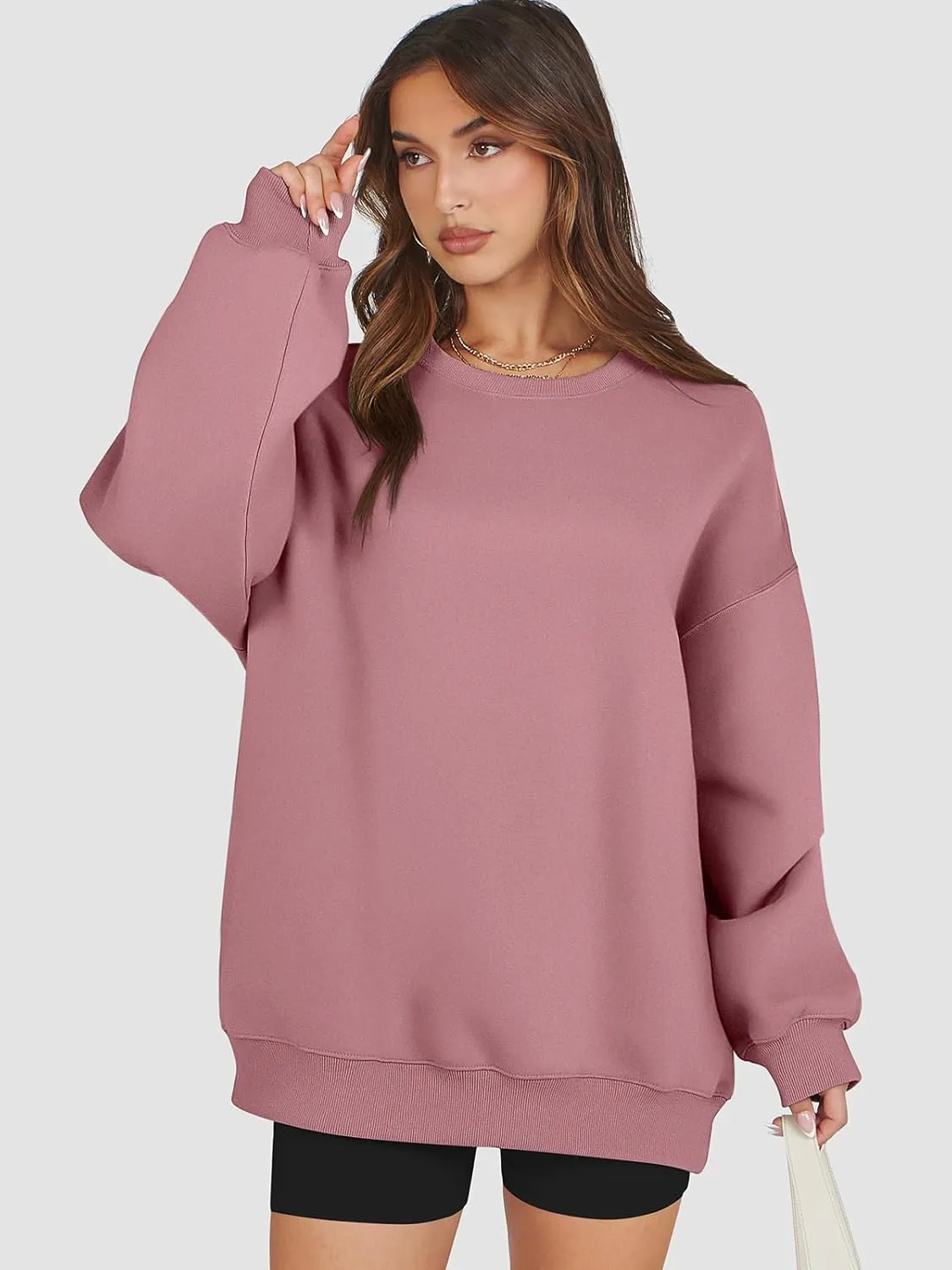 ATHMILE Oversized Sweatshirt for Women Crewneck Fleece Long Sleeve Pullover Hoodies Tops Fall Fashion Outfits Clothes 2025