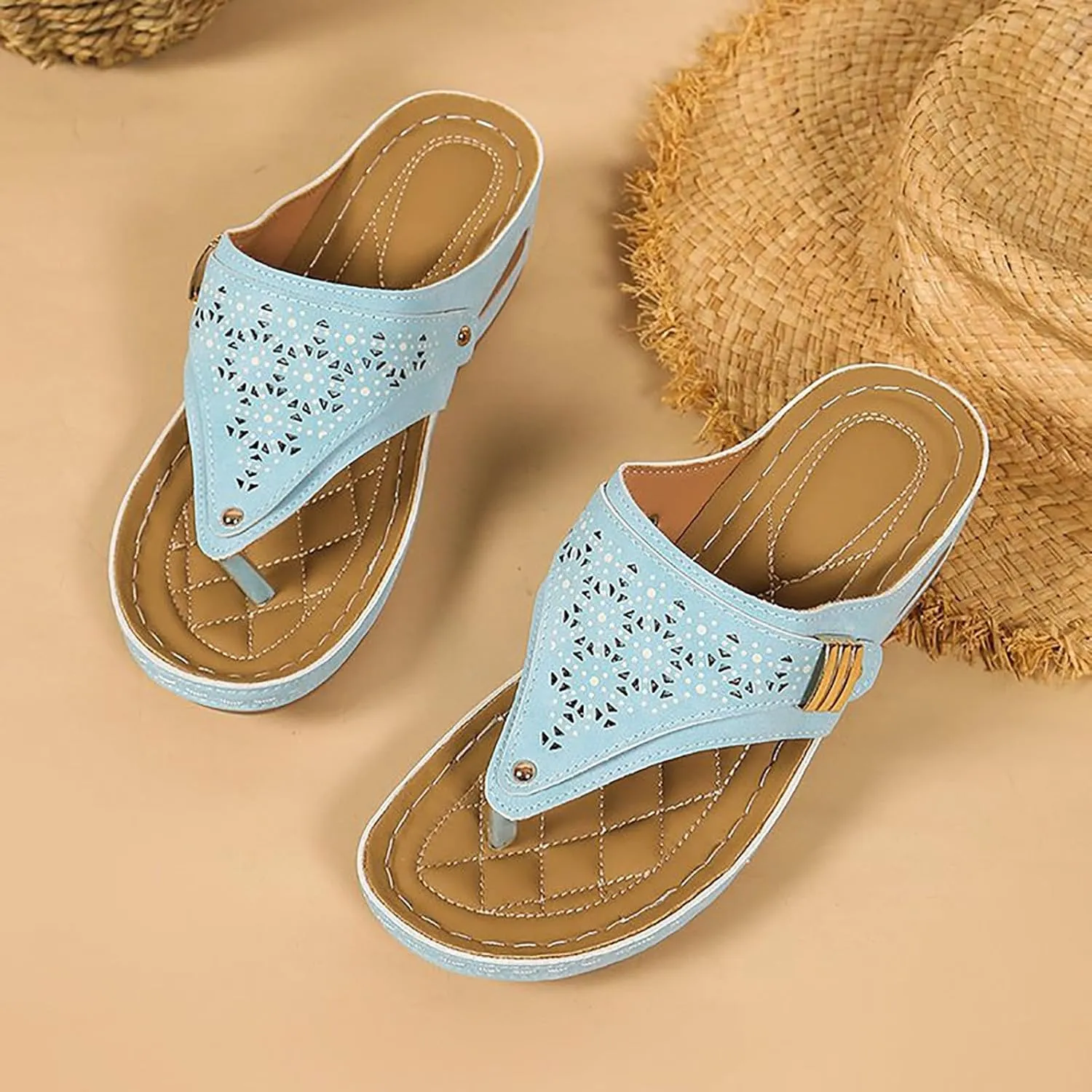 Avylays Orthopedic Sandals for Women Wedge Walking Sandals Breathable Mesh Sports Sandals Non Slip Platform Slippers
