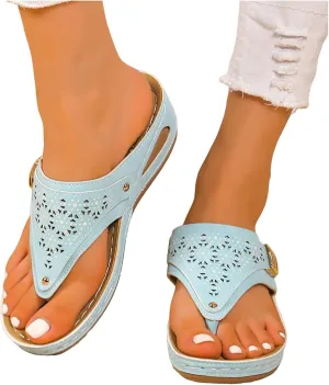 Avylays Orthopedic Sandals for Women Wedge Walking Sandals Breathable Mesh Sports Sandals Non Slip Platform Slippers