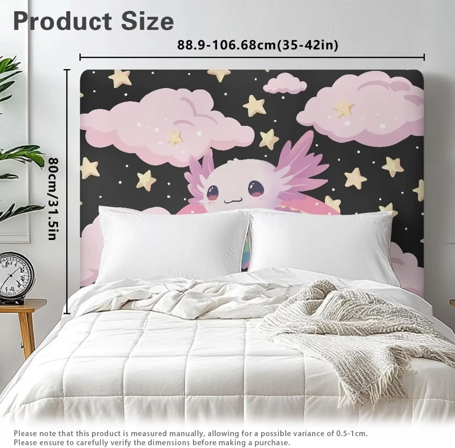 Axolotl Twin Headboard Cover Slip Stretch Bed Headboard Cover for Kids Headboard Slip Cover Twin Size Rainbow Headboard Cover Full Soft Headboard Slipcover for Girls