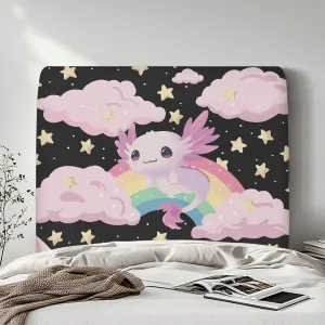 Axolotl Twin Headboard Cover Slip Stretch Bed Headboard Cover for Kids Headboard Slip Cover Twin Size Rainbow Headboard Cover Full Soft Headboard Slipcover for Girls