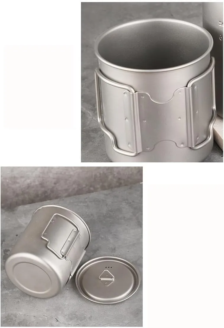 AYULL 1PC Pure Titanium Mug 700ml, Foldable Portable Coffee Cup Suitable for Outdoor Camping Or Home Use